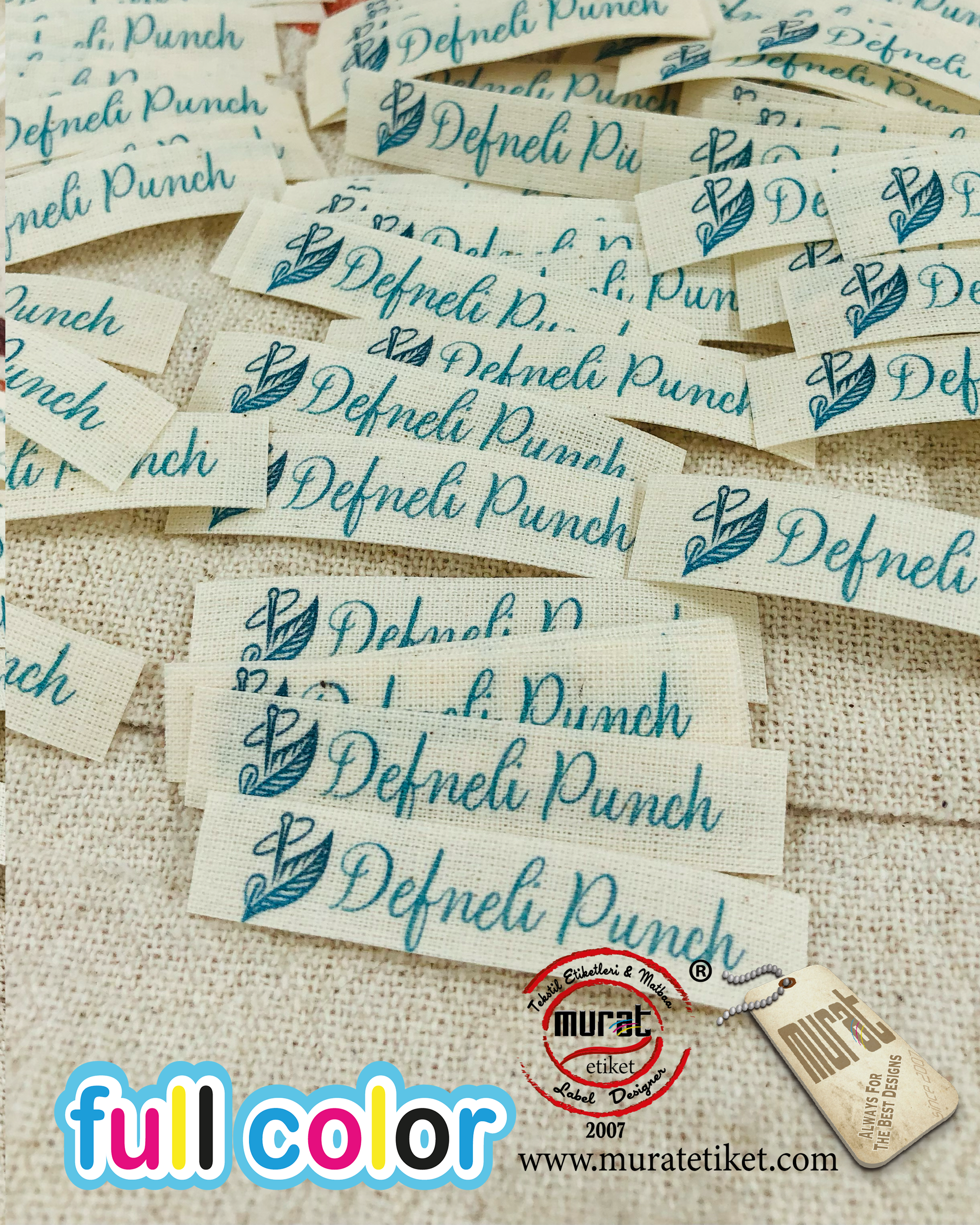 1.5 x7 cm Ütü ile yapışan pamuk etiket  50/100/250/500/1000 adet 