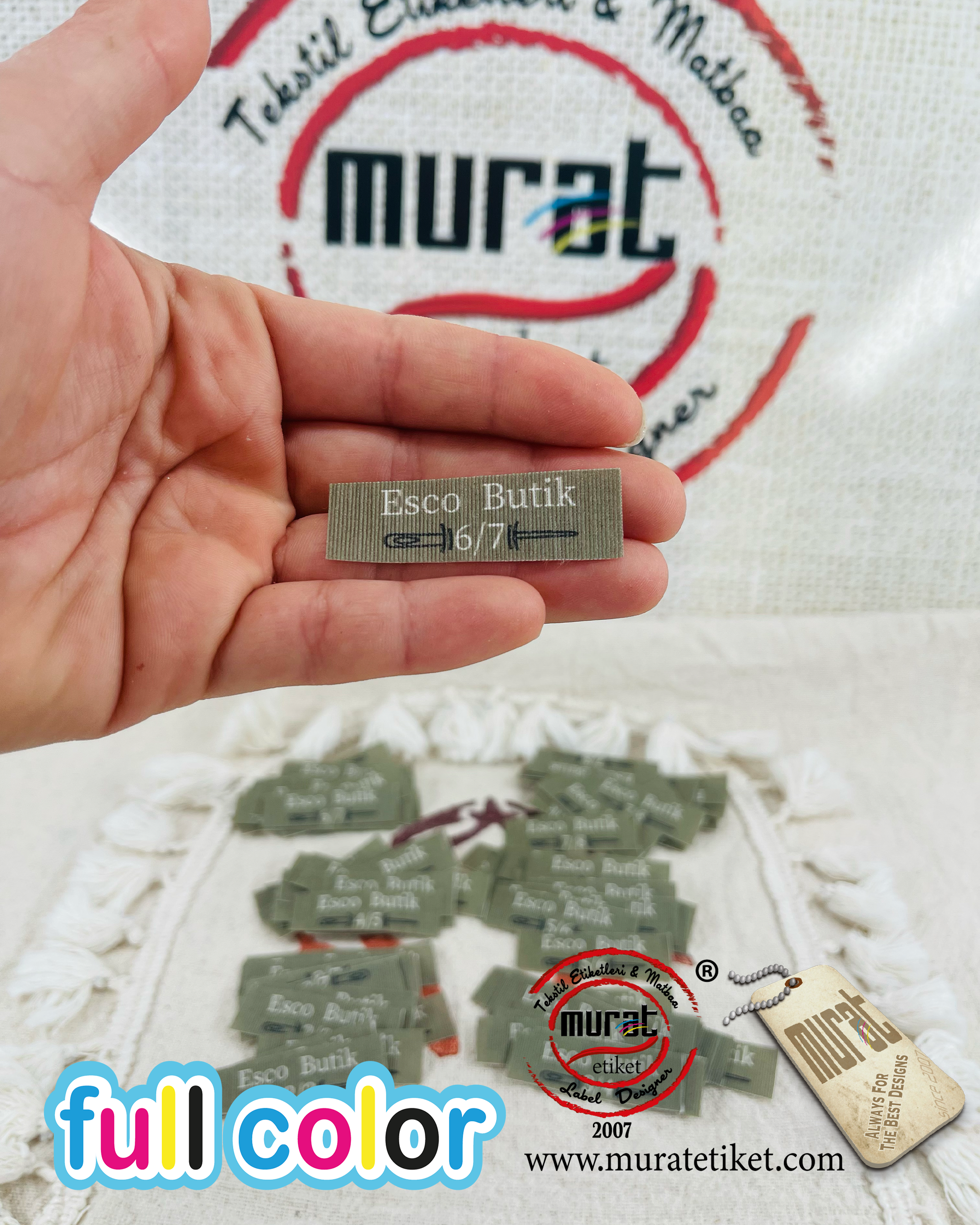 Butik markalar için pamuk etiket ense etiketi 2 cm x 5 cm Bedenli / Bedensiz