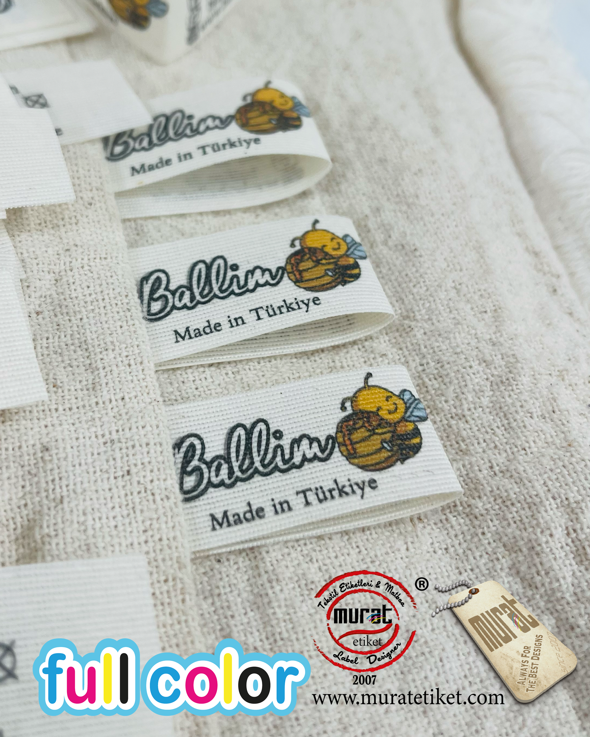 Butik markalar için pamuk etiket 2x9 cm 50/100/250/500/1000 adet