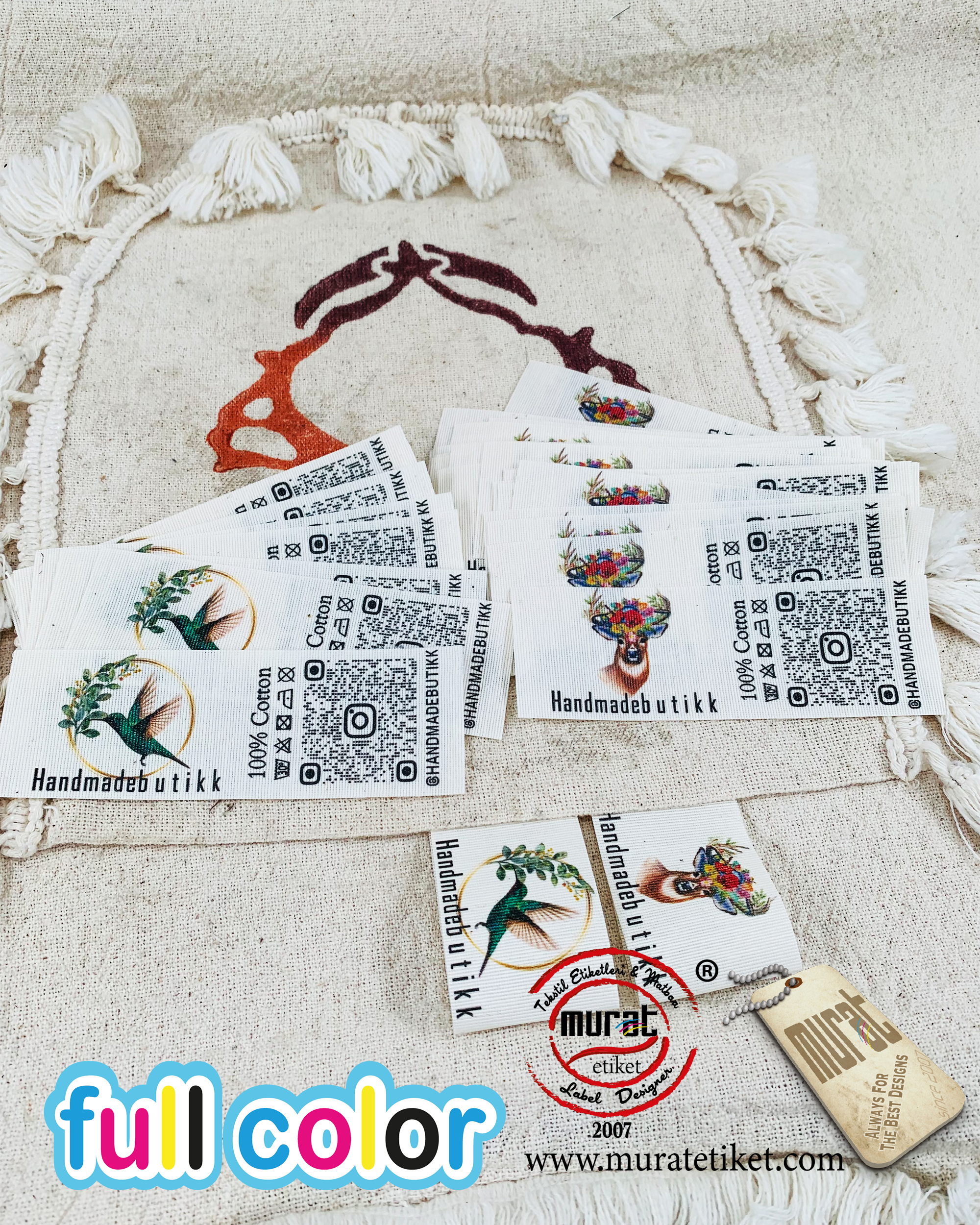 3.5x9 cm qr barcode cotton label 250 pieces