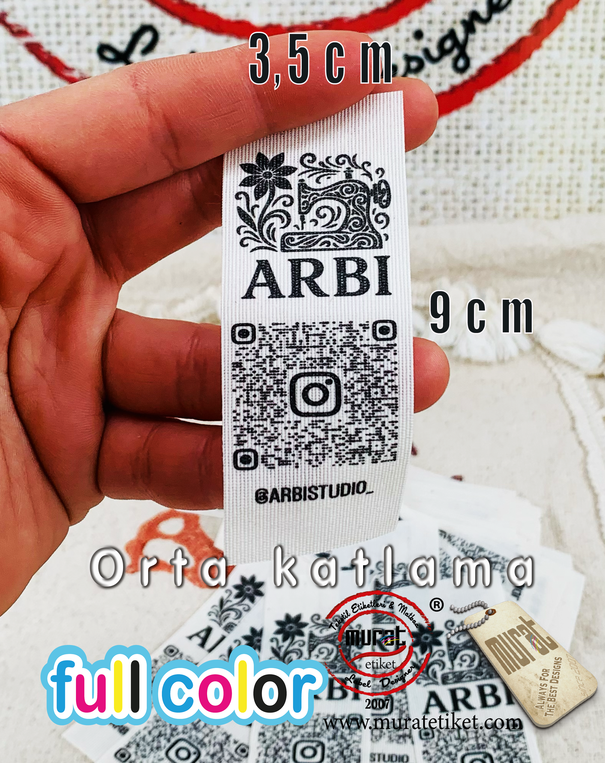 3.5x9 cm qr barcode cotton label 250 pieces