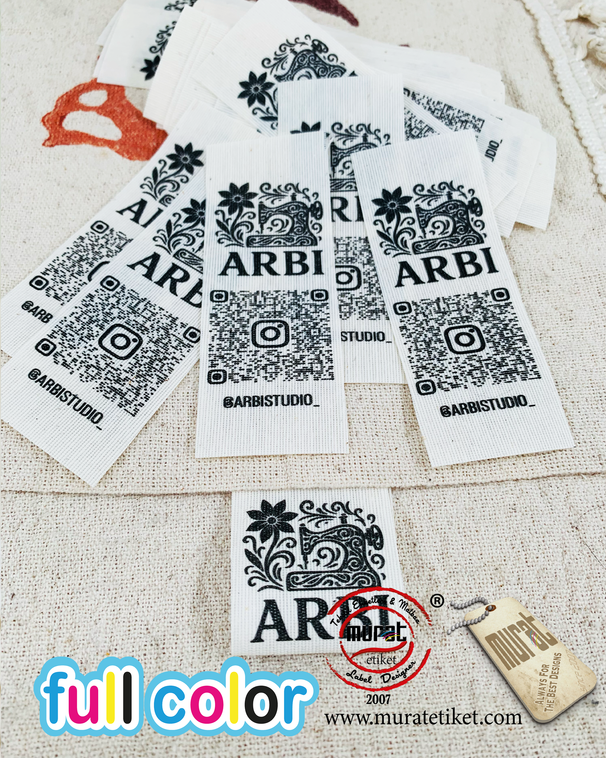 3.5x9 cm qr barcode cotton label 250 pieces