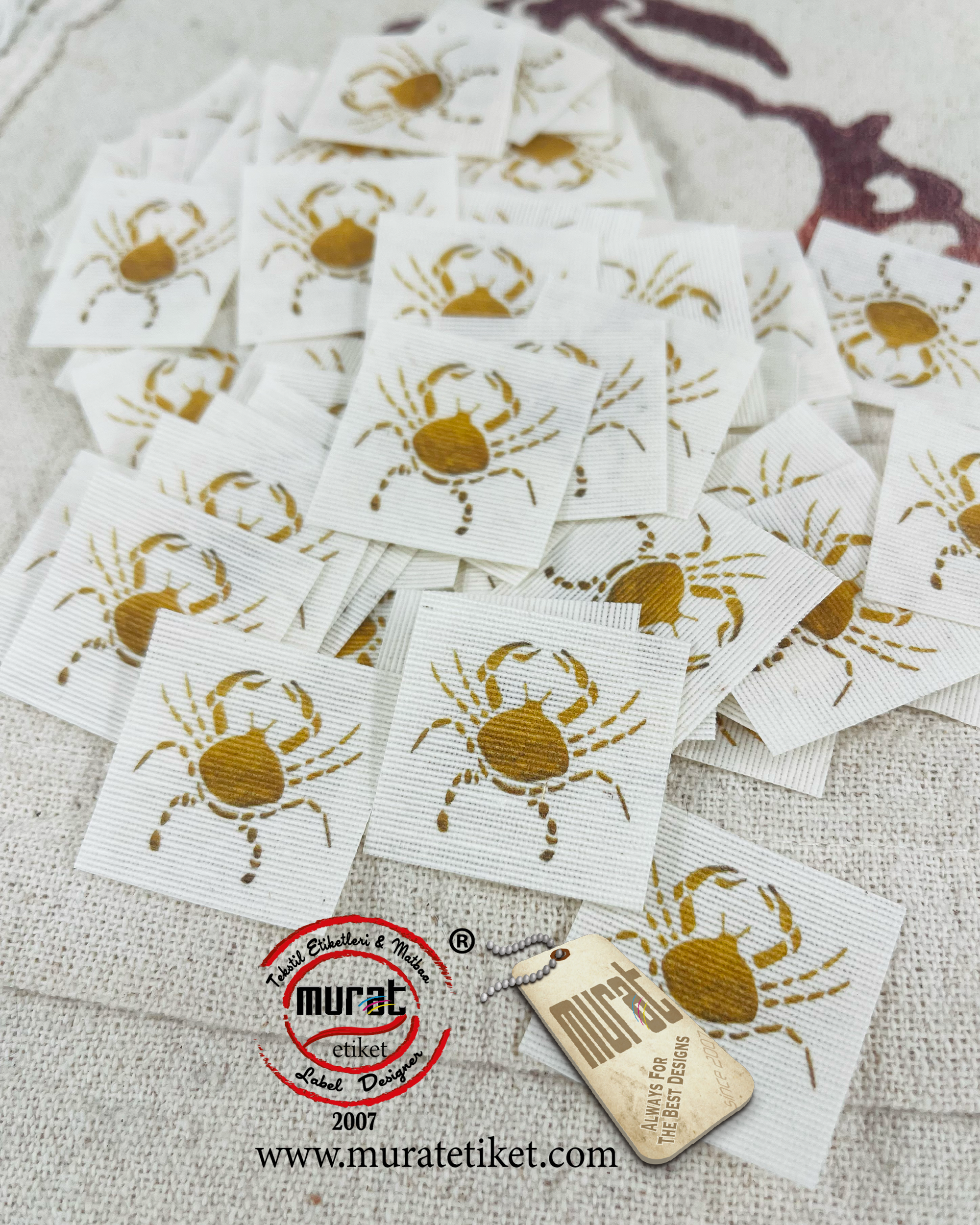 Butik markalar için pamuk etiket 3x3 cm 50/100/250/500/1000 adet