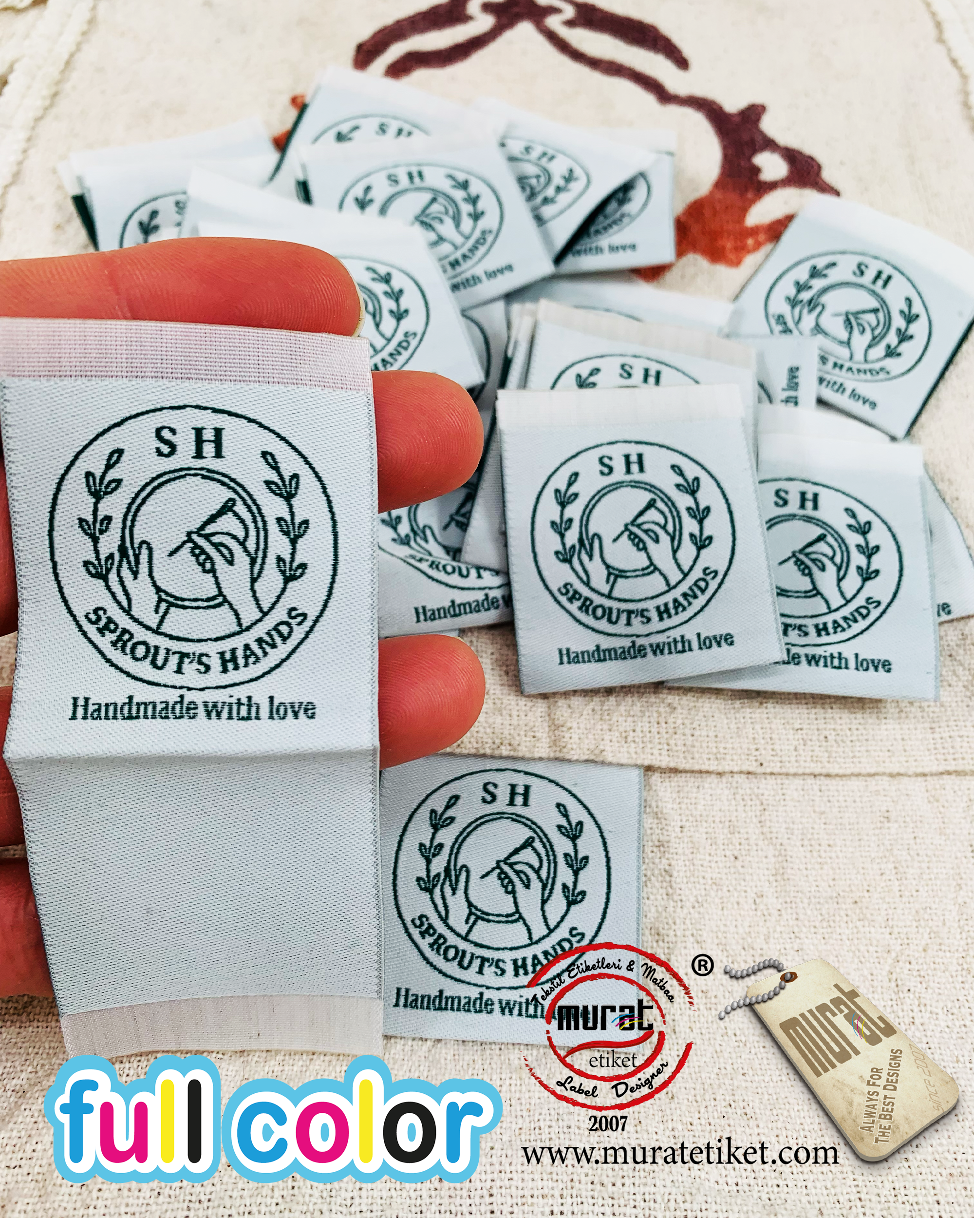 4X9 cm dokuma etiket katlamalı 1000 adet