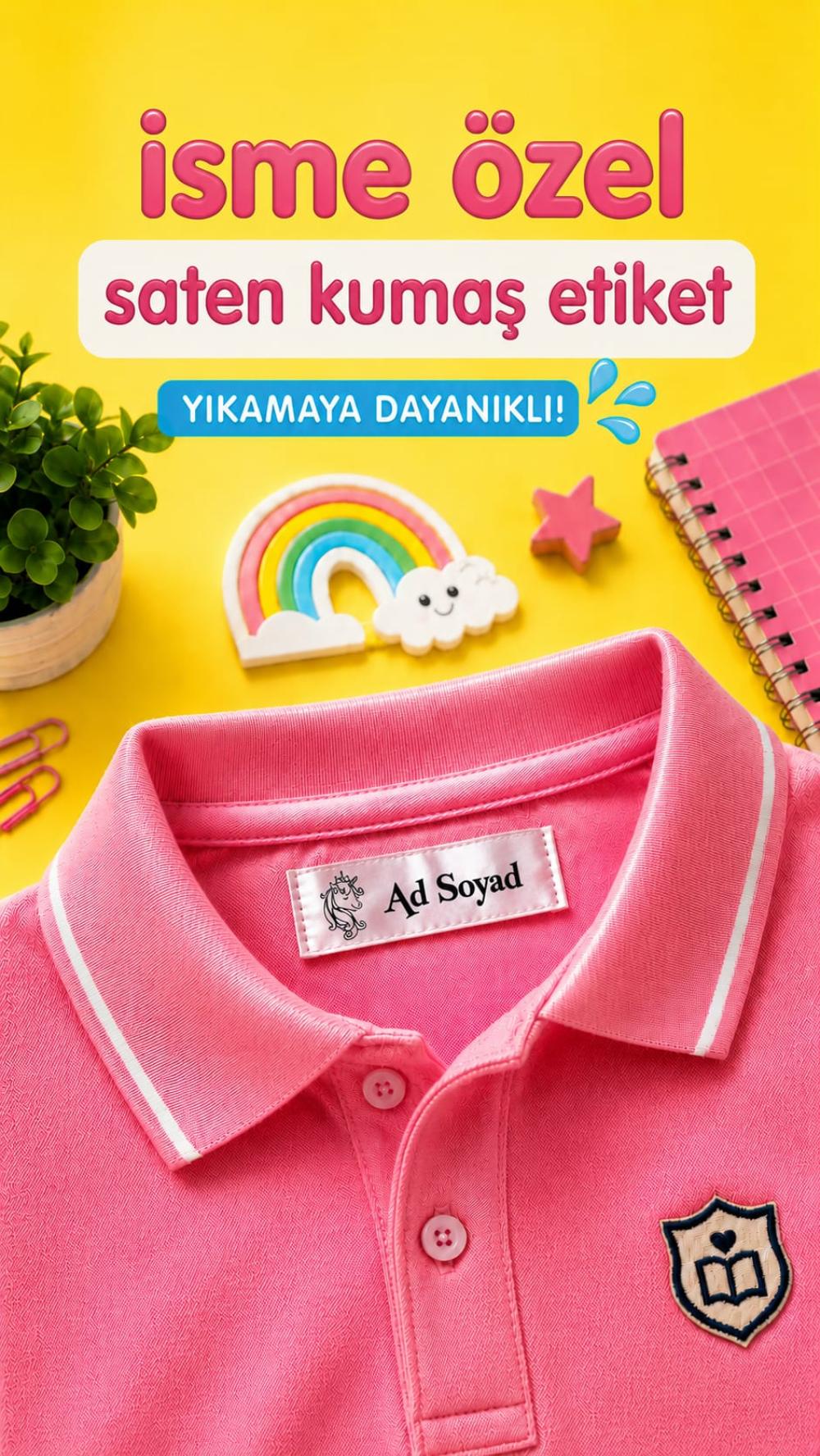 Okul Etiketi (saten kumaş siyah baskı)