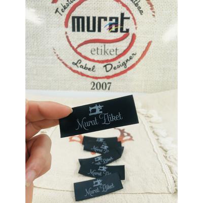2.5X7cm siyah saten etiket